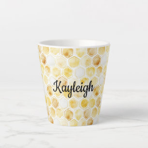 Gold Yellow Honeycomb   Latte Mug