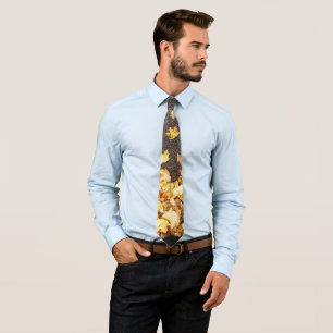 Gold yellow maple leaves autumn asphalt road tie