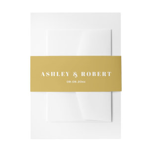 Gold Yellow Modern Wedding Invitation Belly Band