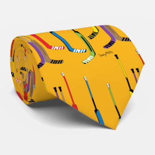 Gold Yellow Multi Colour Hockey Goalie Sticks Tie