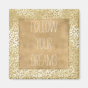 Gold Yellow Ombre Glitter Leopard Magnet