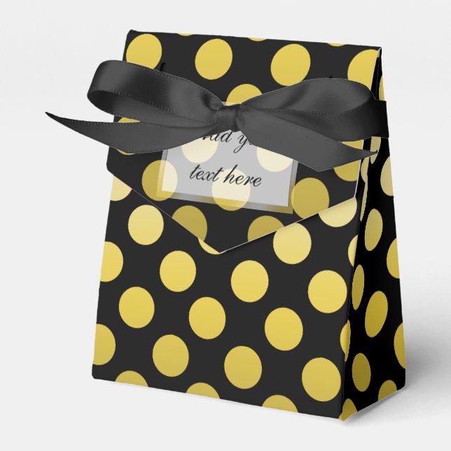 Gold Yellow Polka Dot on black Favour Box (Front Side)