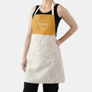 Gold Yellow Polka Dot Pattern Personalised Mama Apron