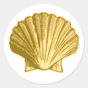 Gold Yellow Seashell Stickers