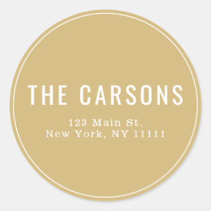 Gold Yellow Simple Round Return Address Label
