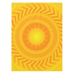 Gold Yellow Summer Sun Circular Pattern Design Tablecloth