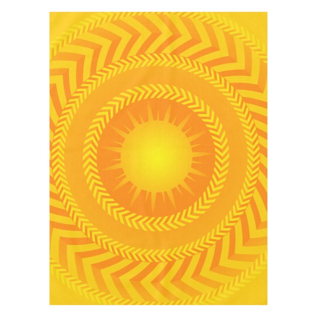 Gold Yellow Summer Sun Circular Pattern Design Tablecloth (Front)