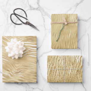 Gold Yellow White Ombre Zebra      Wrapping Paper Sheet