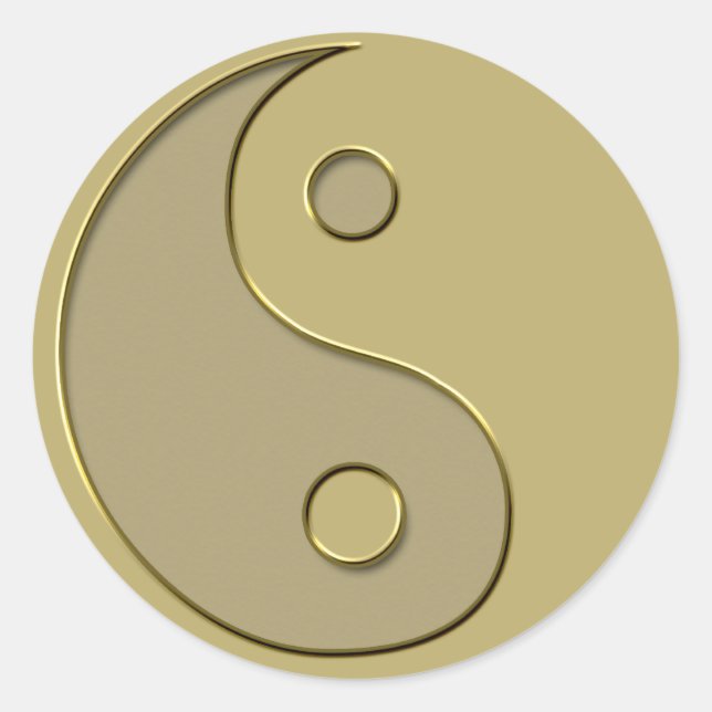 gold yin yang classic round sticker (Front)