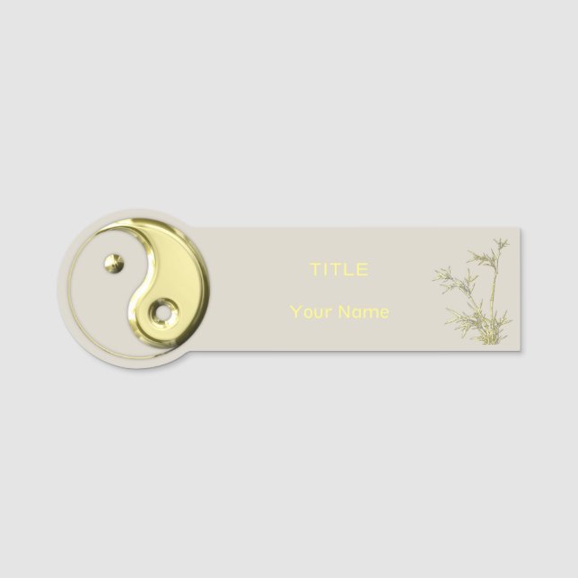 Gold Yin Yang Name Tag (Front)