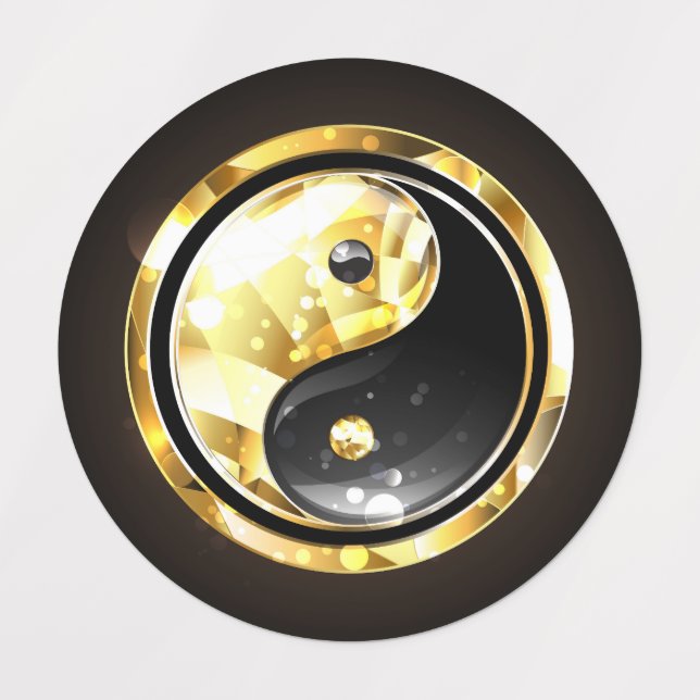 Gold Yin Yang on black (Design 5)