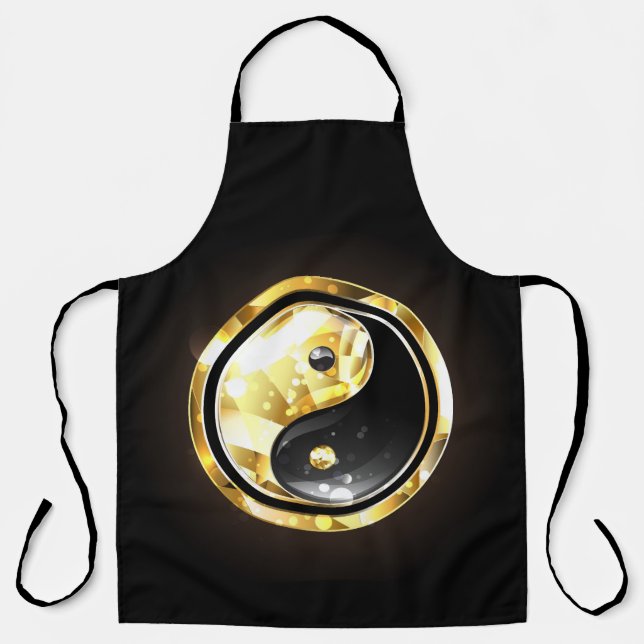 Gold Yin Yang on black Apron (Front)