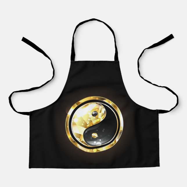 Gold Yin Yang on black Apron (Front)