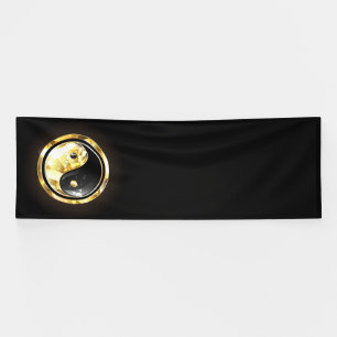 Gold Yin Yang on black Banner