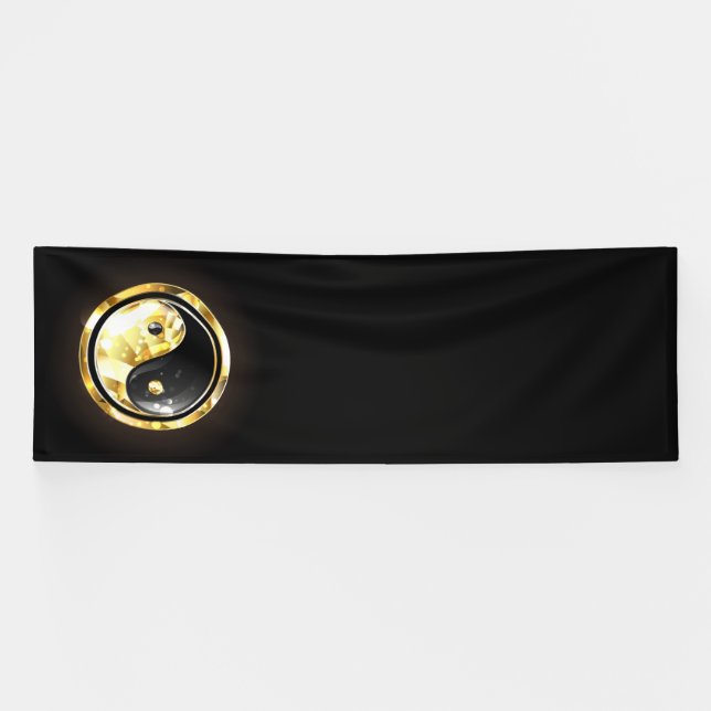 Gold Yin Yang on black Banner (Horizontal)