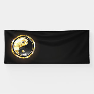 Gold Yin Yang on black Banner