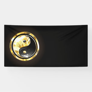 Gold Yin Yang on black Banner