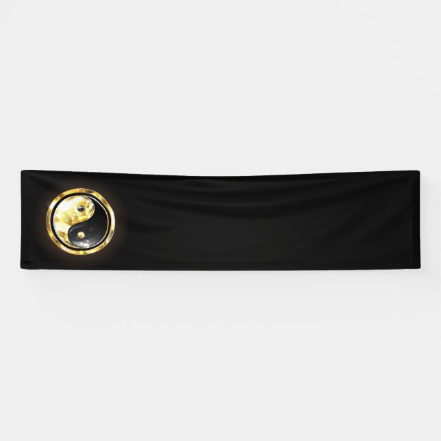 Gold Yin Yang on black Banner (Horizontal)
