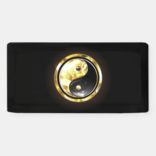 Gold Yin Yang on black Banner