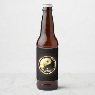 Gold Yin Yang on black Beer Bottle Label