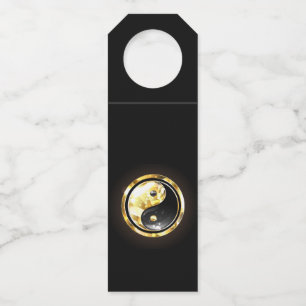 Gold Yin Yang on black Bottle Tag