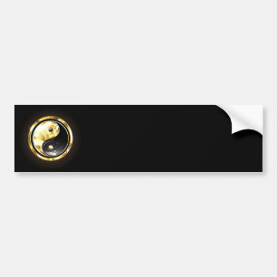Gold Yin Yang on black Bumper Sticker