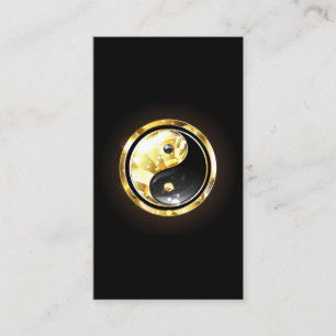 Gold Yin Yang on black Business Card