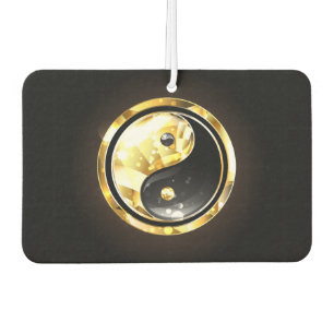 Gold Yin Yang on black Car Air Freshener