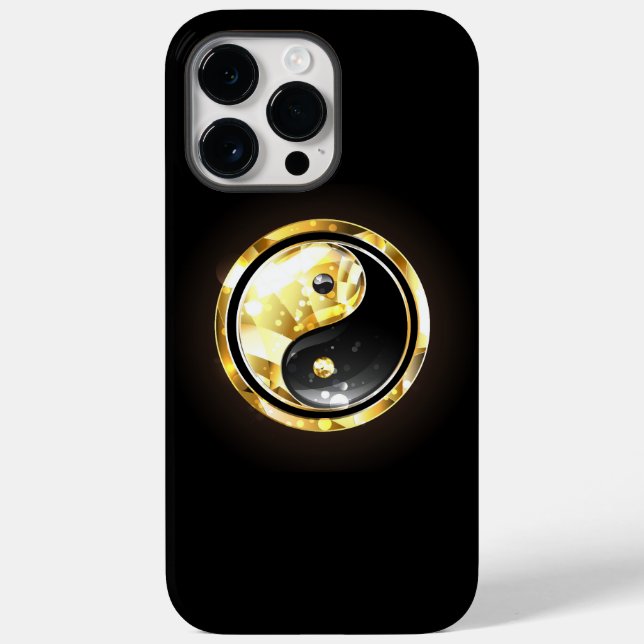 Gold Yin Yang on black Case-Mate iPhone Case (Back)