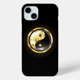 Gold Yin Yang on black iPhone 15 Mini Case