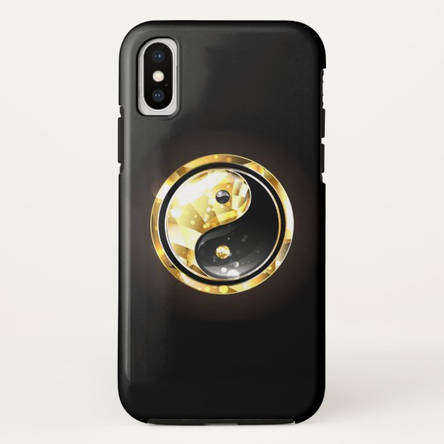 Gold Yin Yang on black Case-Mate iPhone Case (Back)