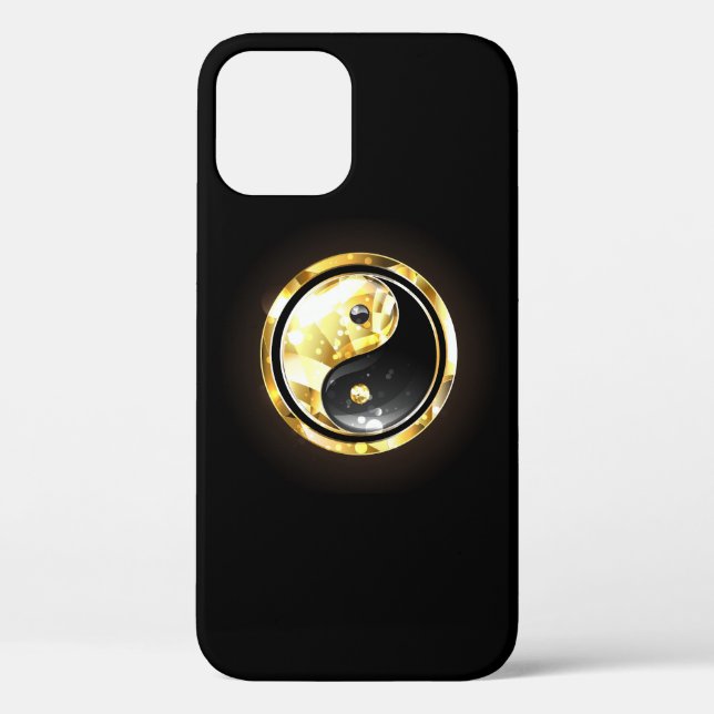 Gold Yin Yang on black Case-Mate iPhone Case (Back)