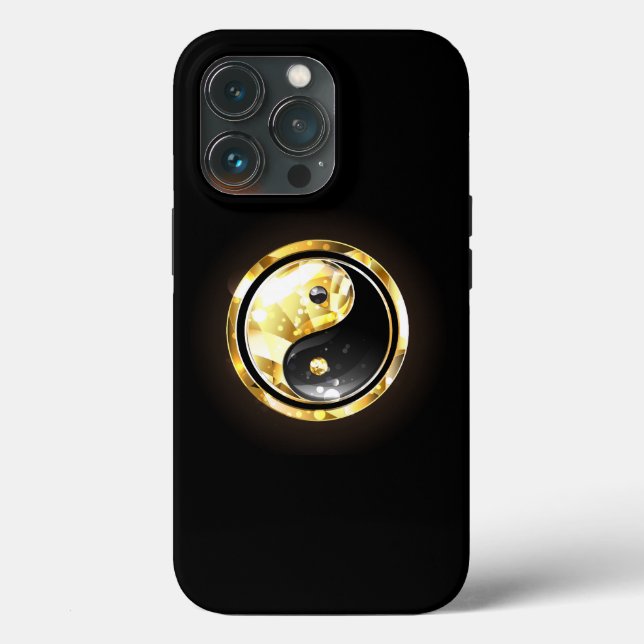 Gold Yin Yang on black Case-Mate iPhone Case (Back)