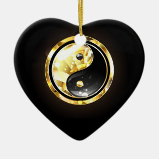 Gold Yin Yang on black Ceramic Ornament