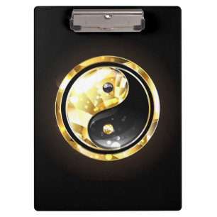 Gold Yin Yang on black Clipboard