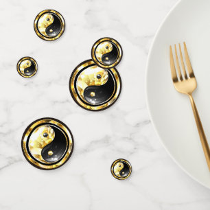 Gold Yin Yang on black Confetti