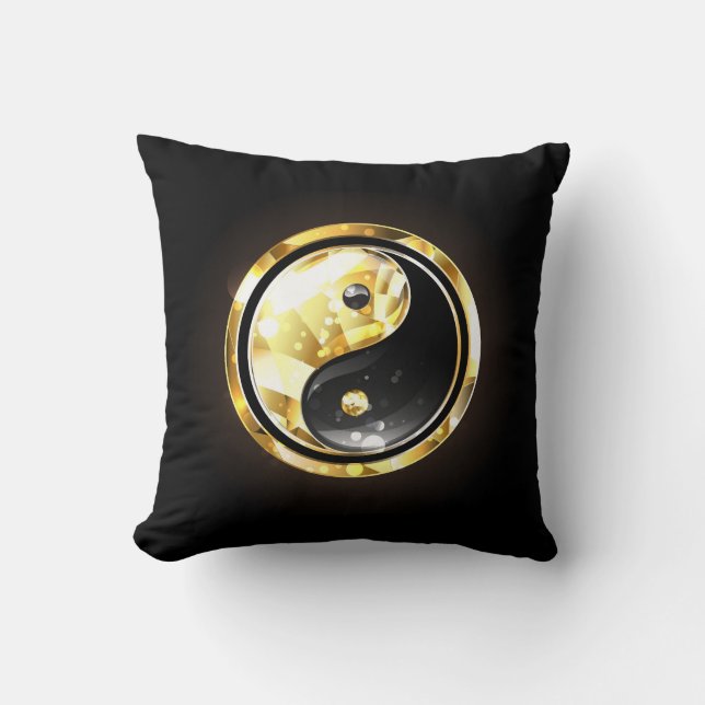 Gold Yin Yang on black Cushion (Front)