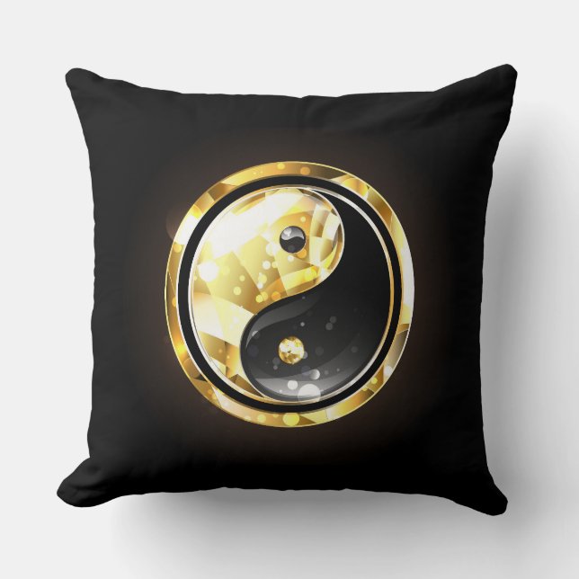 Gold Yin Yang on black Cushion (Front)