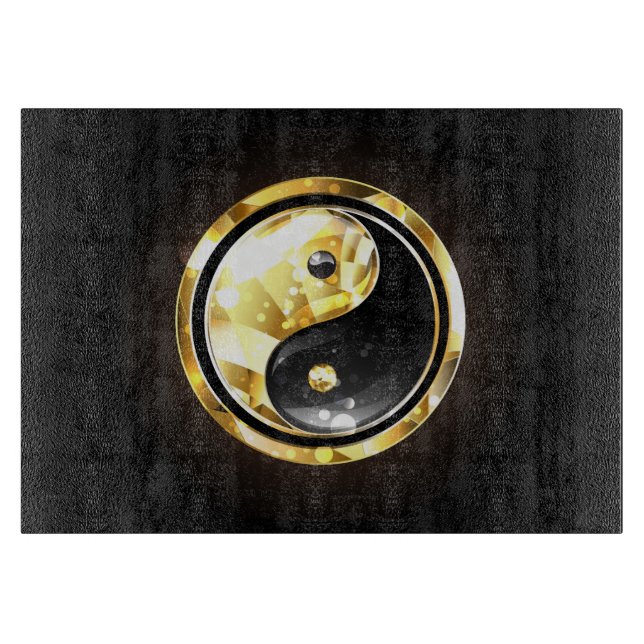 Gold Yin Yang on black Cutting Board (Front)