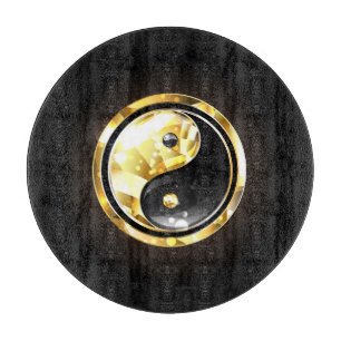 Gold Yin Yang on black Cutting Board