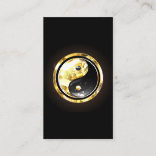 Gold Yin Yang on black Discount Card