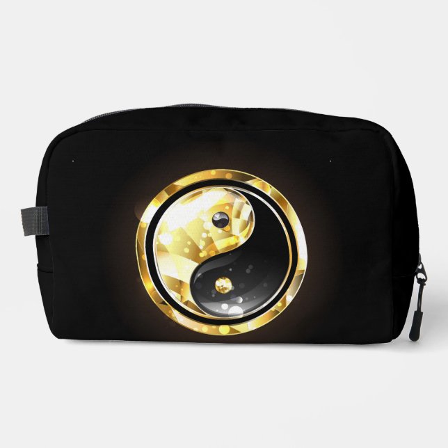Gold Yin Yang on black Dopp Kit (Front)