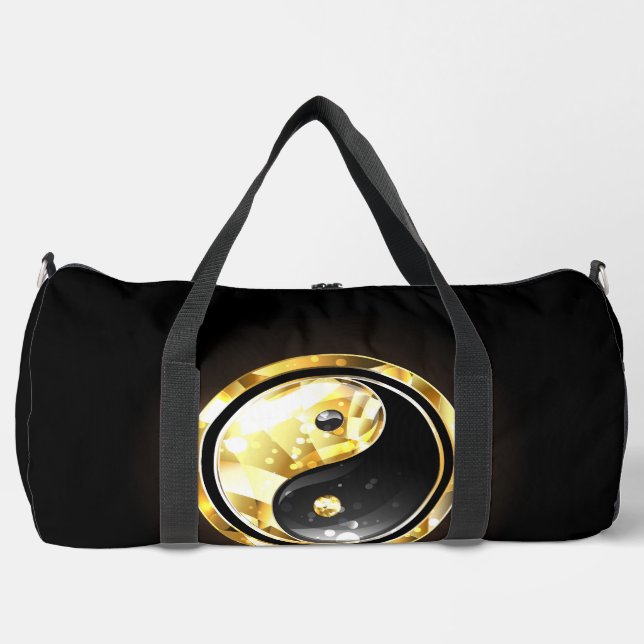 Gold Yin Yang on black Duffle Bag (Front)