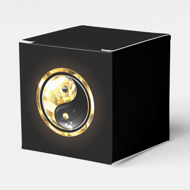 Gold Yin Yang on black Favour Box (Front Side)