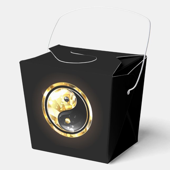 Gold Yin Yang on black Favour Box (Front)