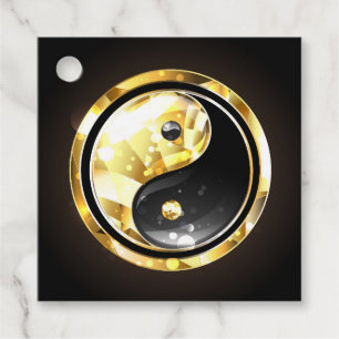 Gold Yin Yang on black Favour Tags