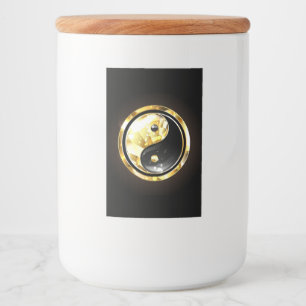 Gold Yin Yang on black Food Label