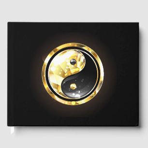 Gold Yin Yang on black Guest Book