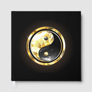 Gold Yin Yang on black Guest Book