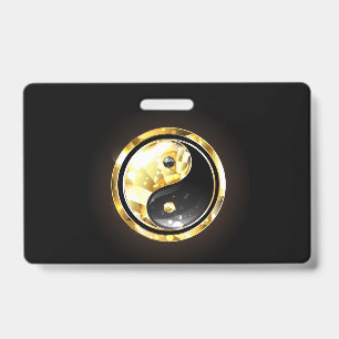 Gold Yin Yang on black ID Badge